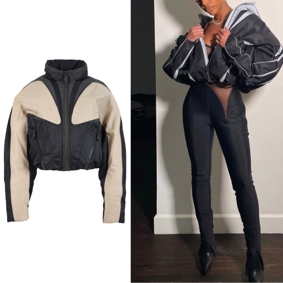 Mugler | NWT SOLD OUT Cropped Blouson Jacket in Beige and Black - US 4/FR 36 - Picture 1 of 15